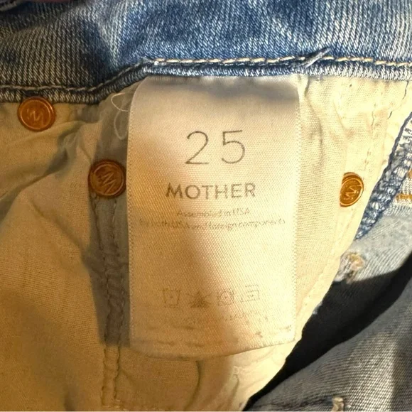 MOTHER High Waisted Looker Ankle Fray Au Revoir Light Wash Skinny Jeans Size 25